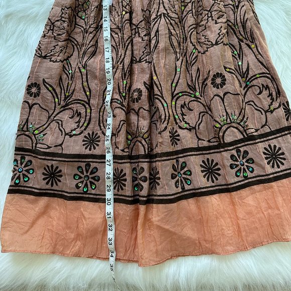 Anthropologie Lapis Dress Skirt Convertible Peach Pink Beaded Boho #A097B OS - Picture 6 of 8
